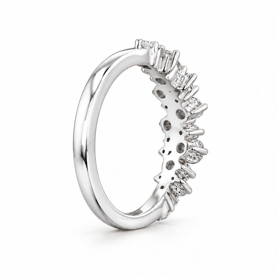 0.53ctw Diamond Cluster Wedding Band (4mm) in white gold, angled view