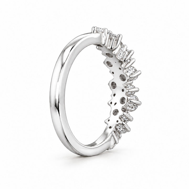 0.53ctw Diamond Cluster Wedding Band (4mm) in white gold, angled view