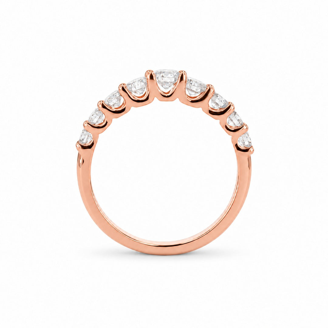Single-Row Lab Diamond Cluster Ring in rose gold, profile view