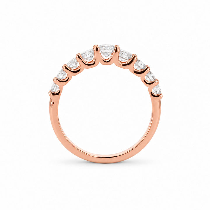 Single-Row Lab Diamond Cluster Ring in rose gold, profile view