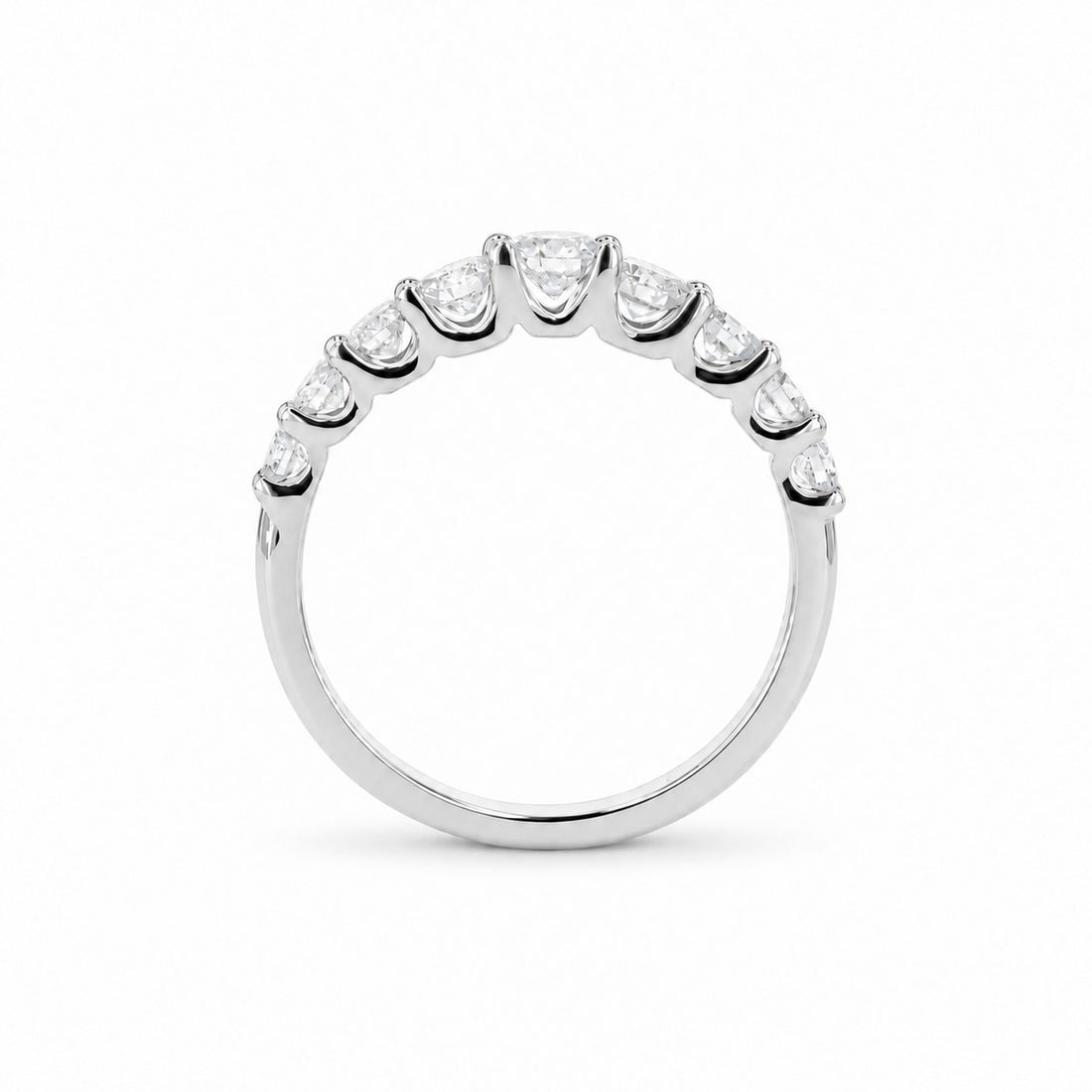 Single-Row Lab Diamond Cluster Ring in white gold, profile view
