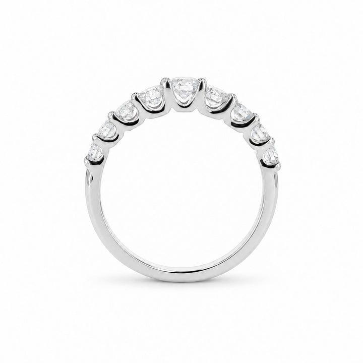 Single-Row Lab Diamond Cluster Ring in white gold, profile view