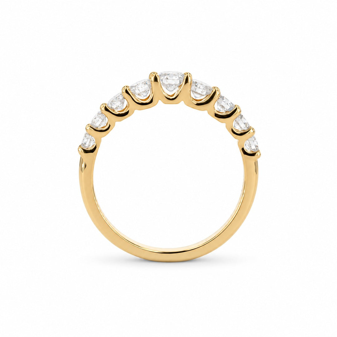 Single-Row Lab Diamond Cluster Ring in yellow gold, profile view