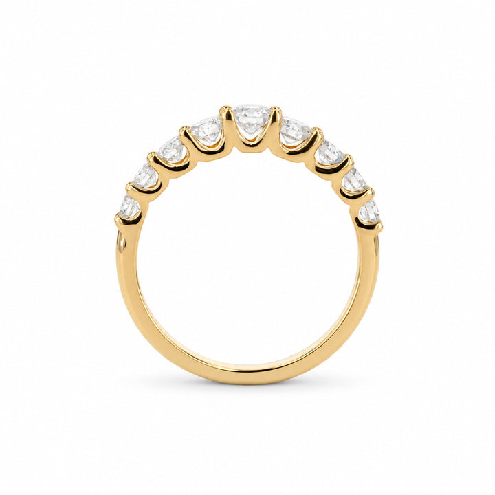 Single-Row Lab Diamond Cluster Ring in yellow gold, profile view