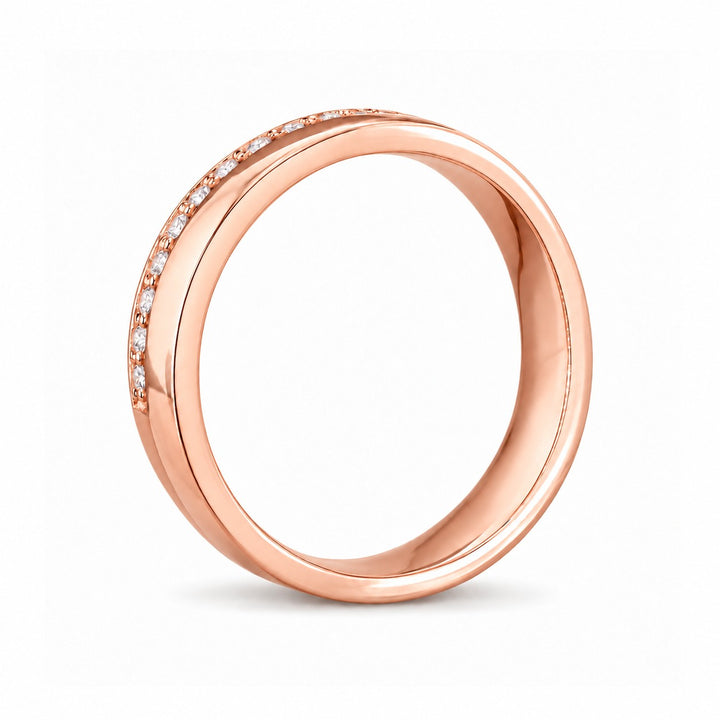 5mm Diamond Accent Band Ring in rose gold, profile view