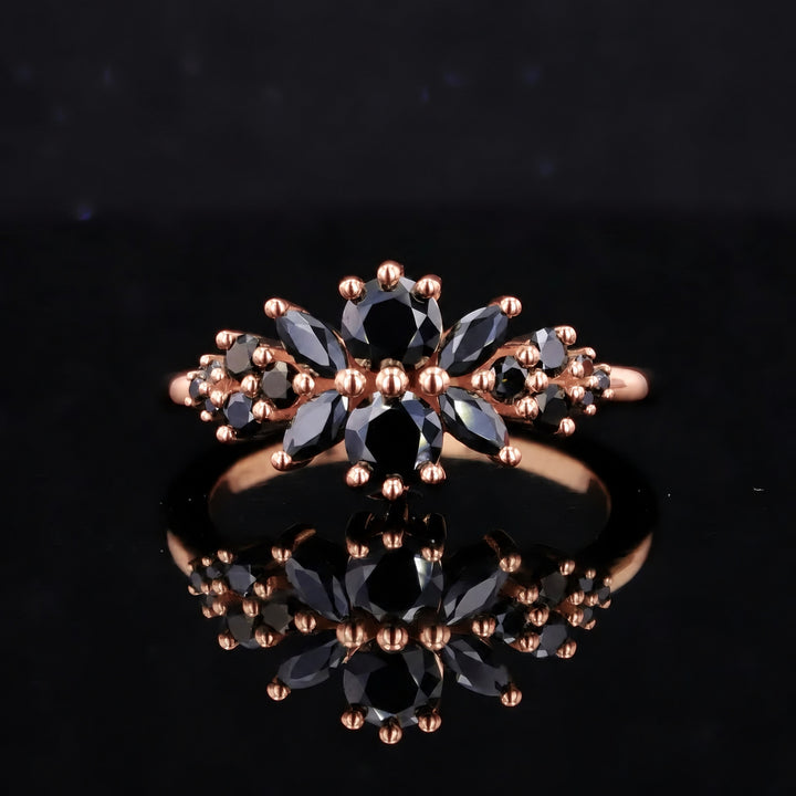 Roseraie Pink/Black/White Diamond Ring in 14K rose gold, view 3