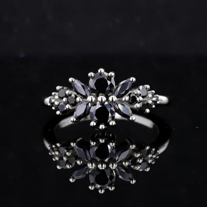 Roseraie Pink/Black/White Diamond Ring in 14K white gold, view 3