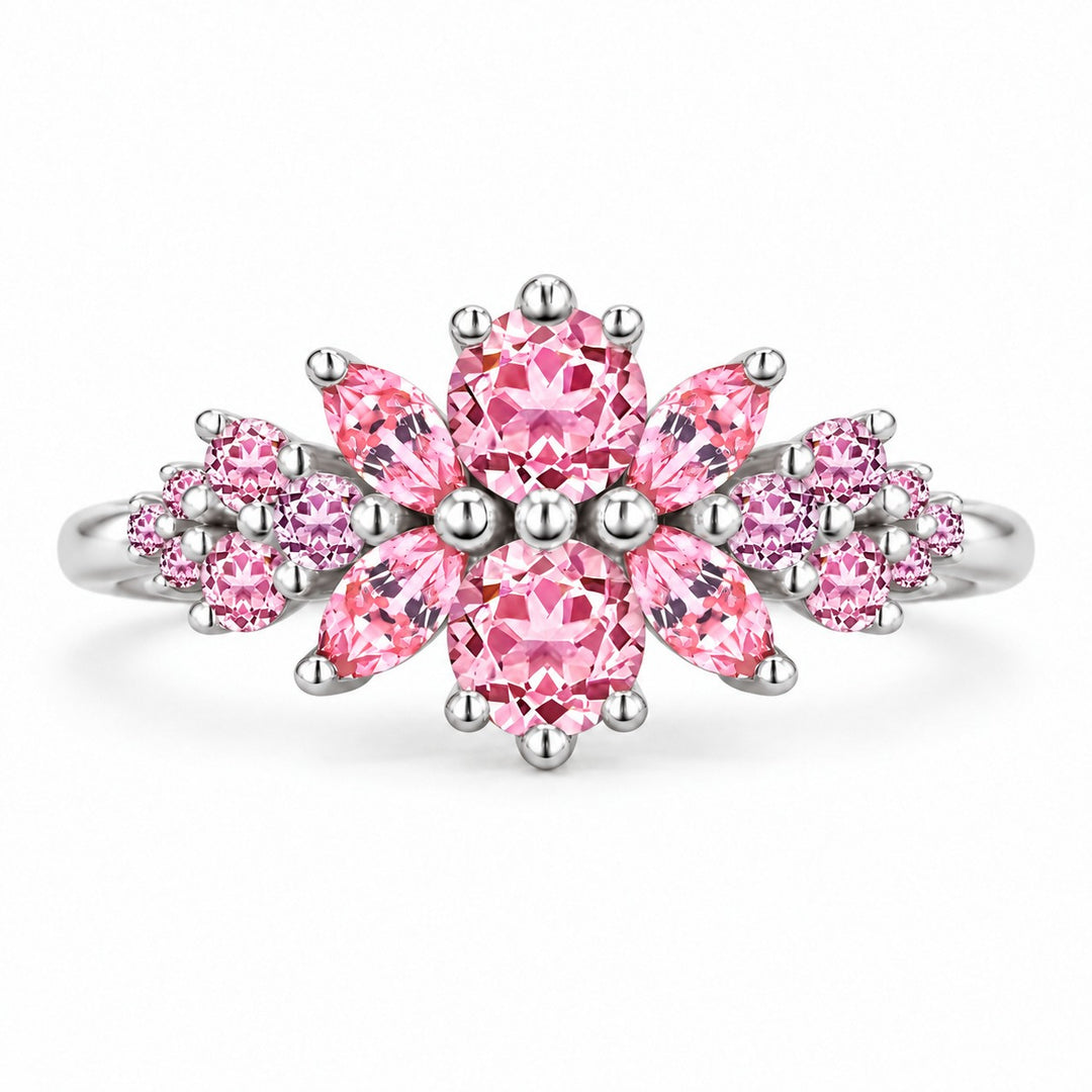 Roseraie Pink/Black/White Diamond Ring in 14K white gold, view 1