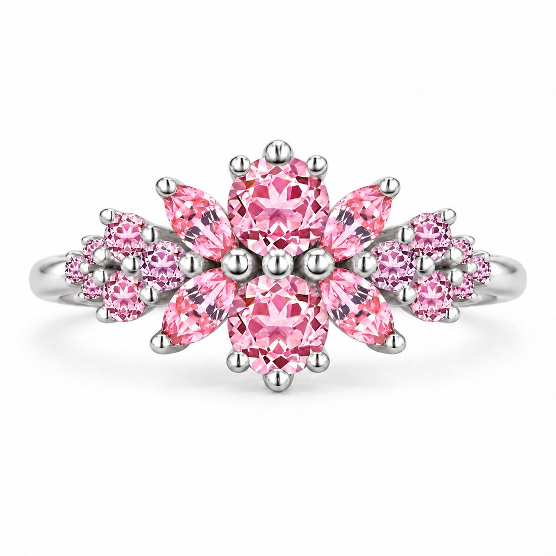 Roseraie Pink/Black/White Diamond Ring in 14K white gold, view 1