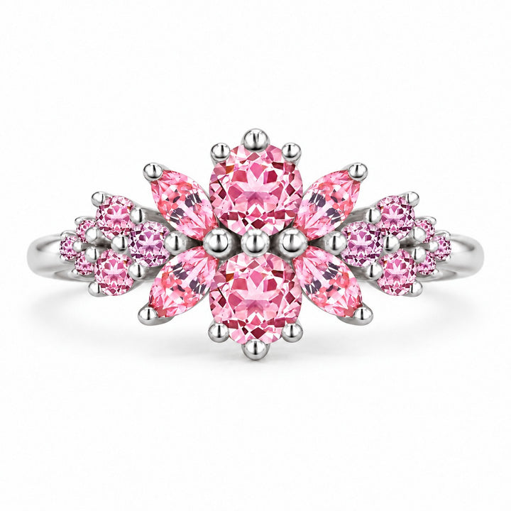 Roseraie Pink/Black/White Diamond Ring in 14K white gold, view 1