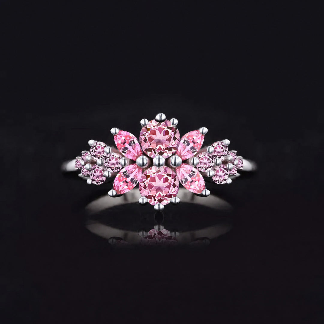 Roseraie Pink/Black/White Diamond Ring in 14K white gold, view 7