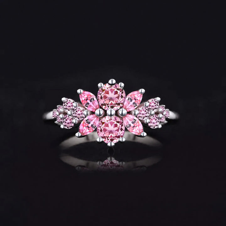 Roseraie Pink/Black/White Diamond Ring in 14K white gold, view 7