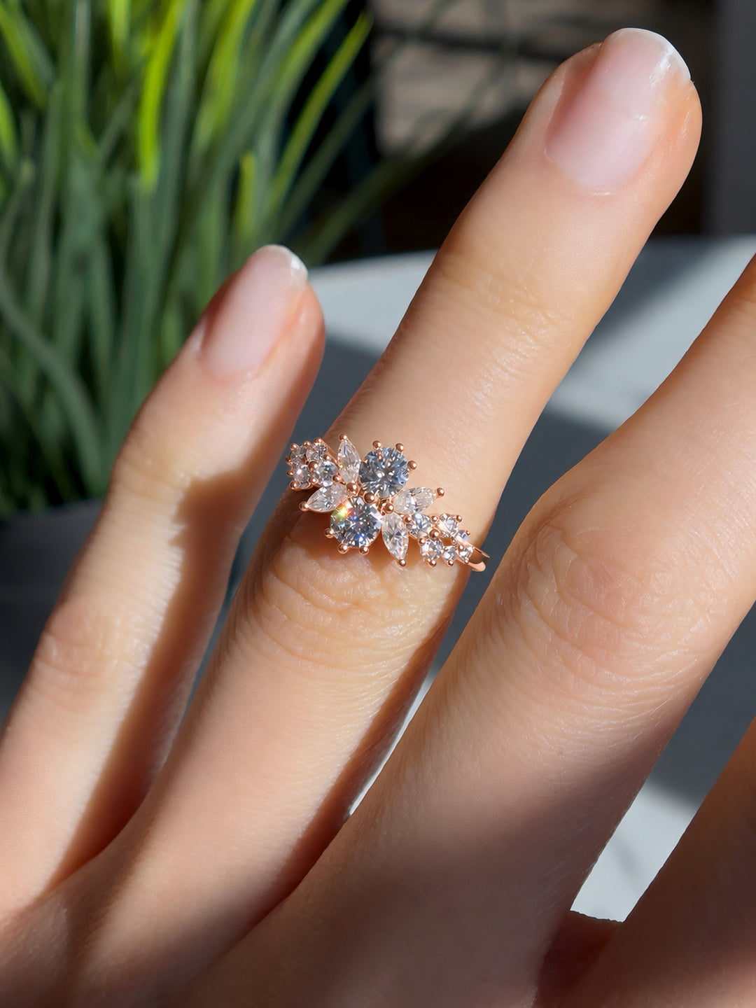 Roseraie Pink/Black/White Diamond Ring in 14K rose gold, view 2