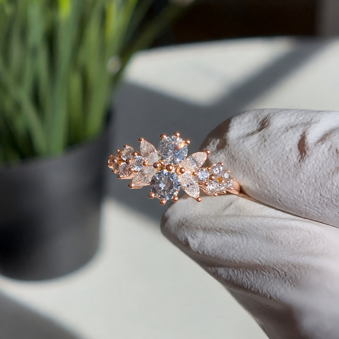 Roseraie Pink/Black/White Diamond Ring in 14K rose gold, view 4