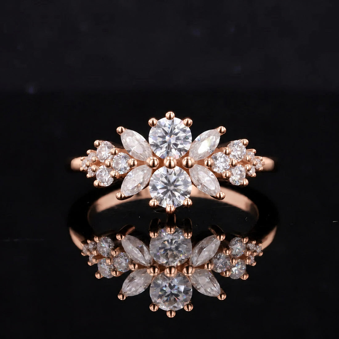 Roseraie Pink/Black/White Diamond Ring in 14K rose gold, view 5