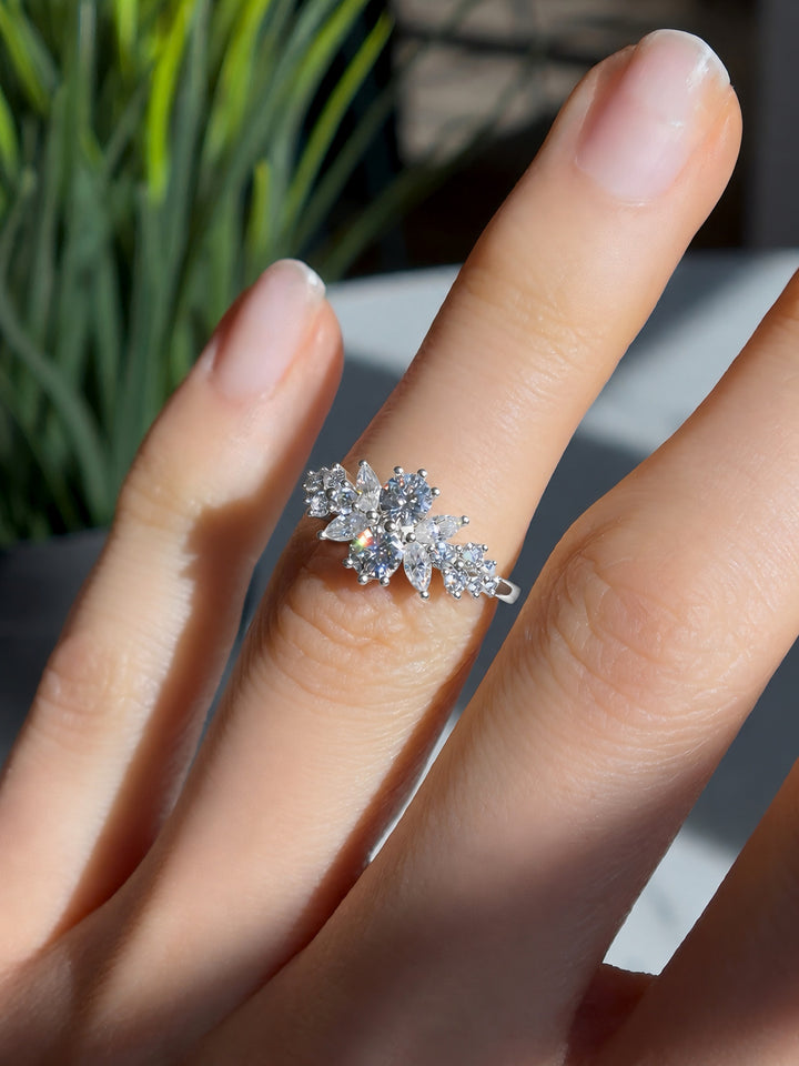 Roseraie Pink/Black/White Diamond Ring in 14K white gold, view 2
