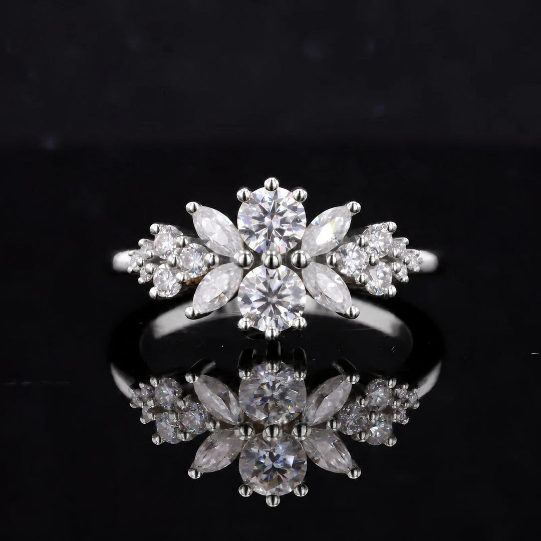 Roseraie Pink/Black/White Diamond Ring in 14K white gold, view 5