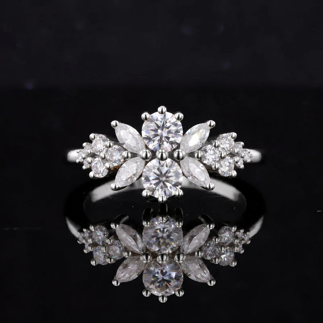 Roseraie Pink/Black/White Diamond Ring in 14K white gold, view 5