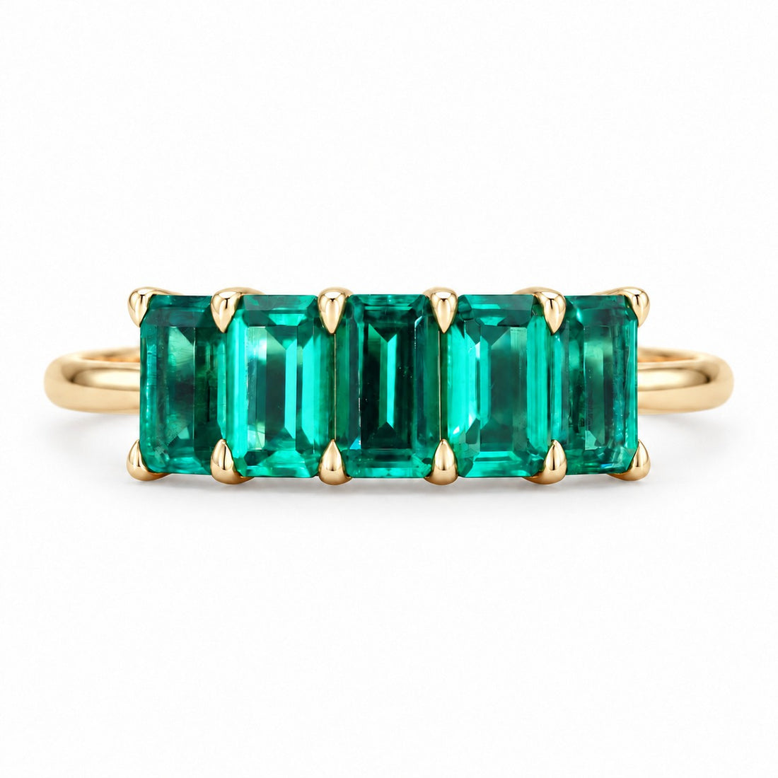 Zambian Emerald Five-Stone Ring (3x5mm, 1.20ctw) in yellow gold