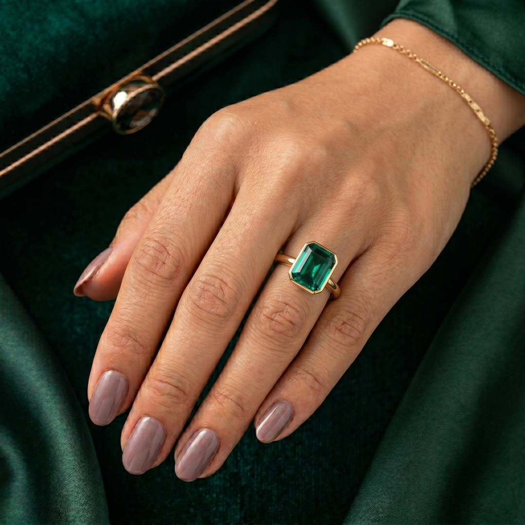 The Axis — Bezel Emerald Ring