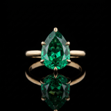 The Lotus Lace — Pear Emerald Ring (Petal Setting)