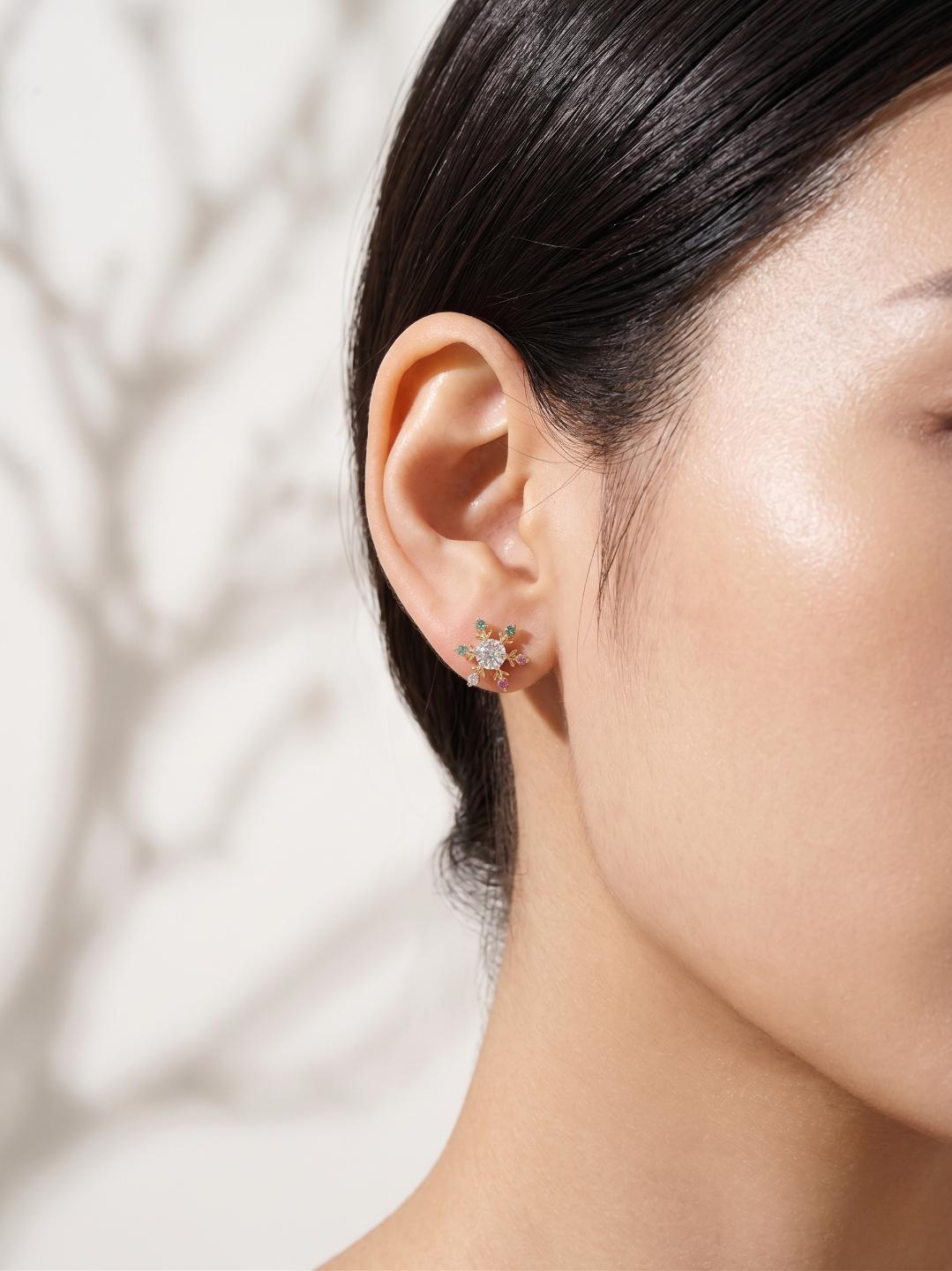 Snowflake Diamond Stud Earrings — 0.50ct Total
