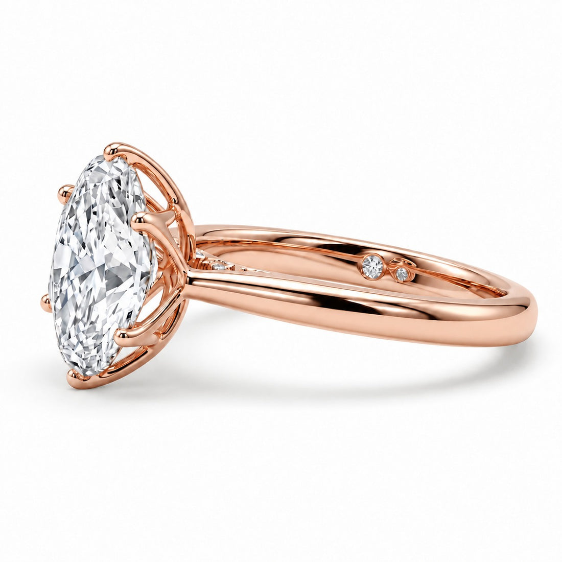 The Lotus Lace in 14K rose gold, angle view