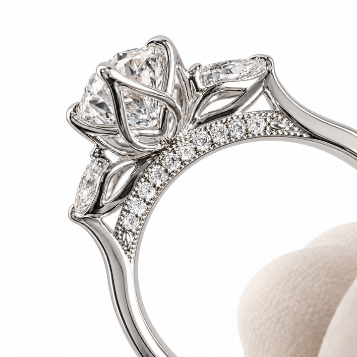 Lotus Lace Trilogy in 14K white gold, close-up detail