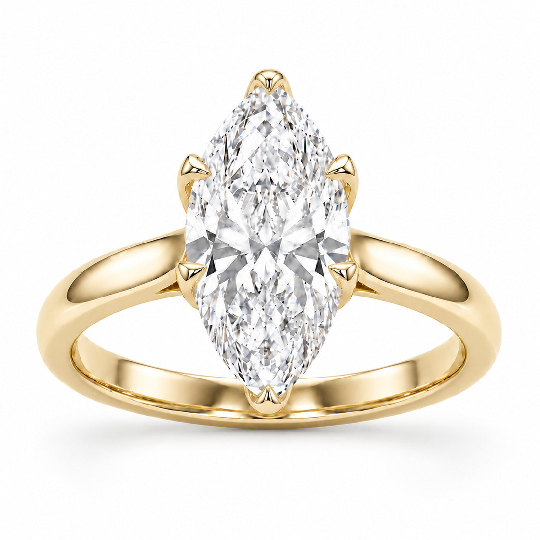 The Lotus marquise lab diamond engagement ring in 14K yellow gold