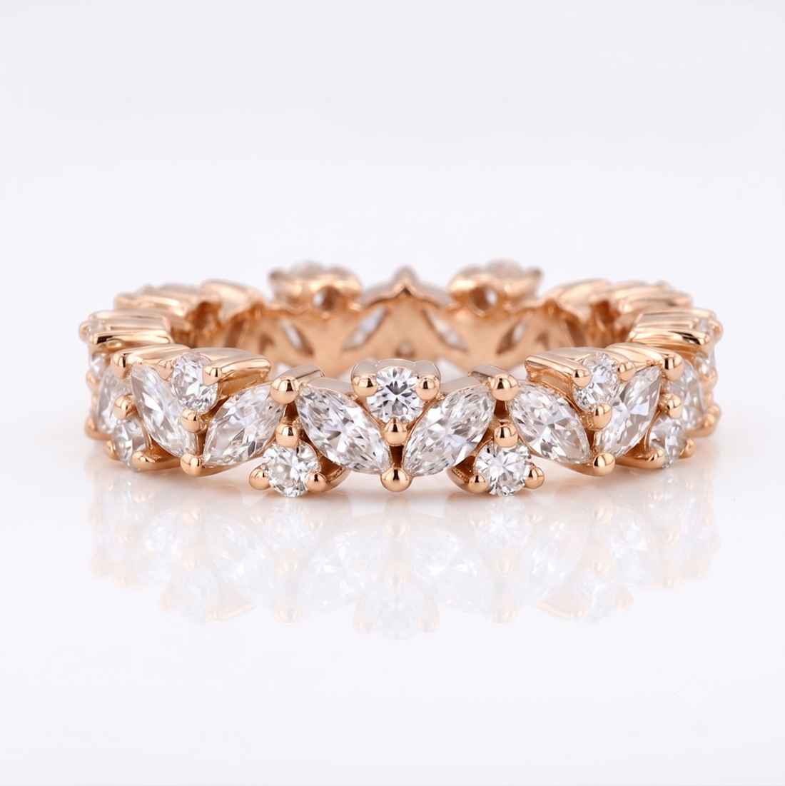 Marquise and round lab diamond eternity band 2.40ctw, view 9