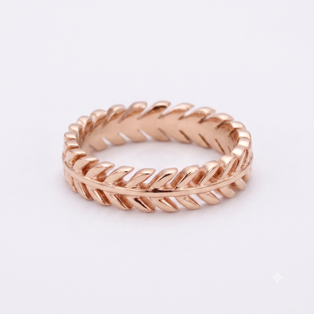 The Laurel 3.5mm leaf wedding band, view 12