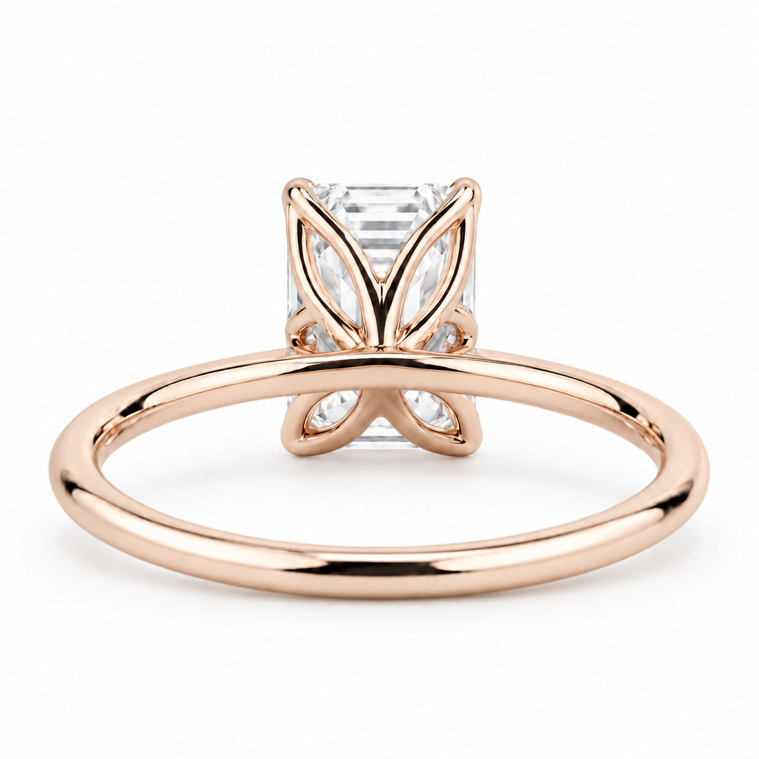 The Flora Four emerald-cut lab diamond solitaire ring, view 10