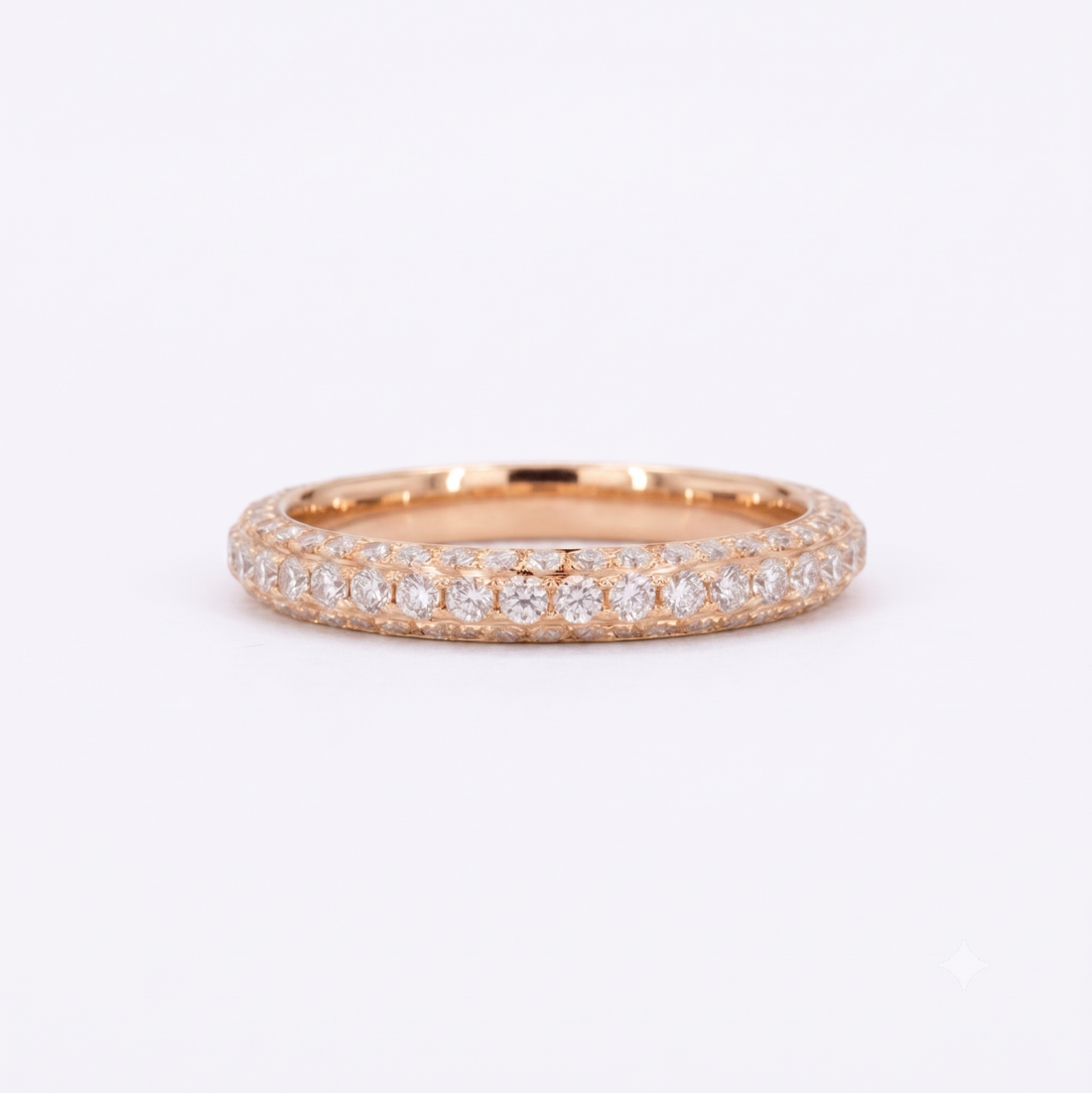 Three-row lab diamond 3/4 eternity band, view 9