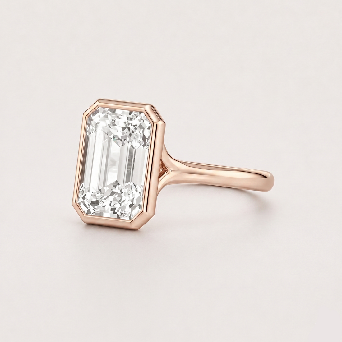 The Paragon emerald-cut lab diamond bezel ring, view 10