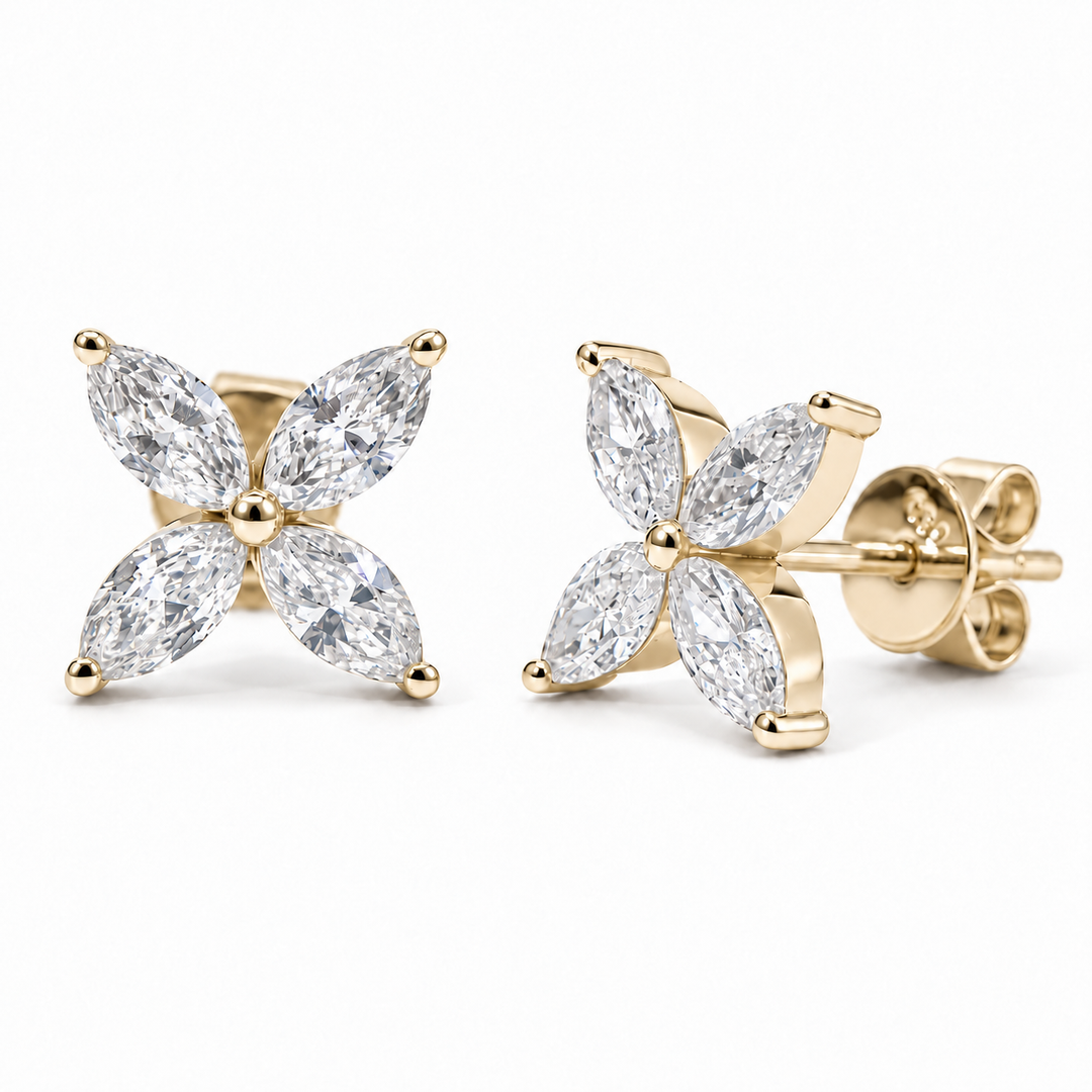 The Jardin Blossom Lab Diamond Stud Earrings in 14K Yellow Gold