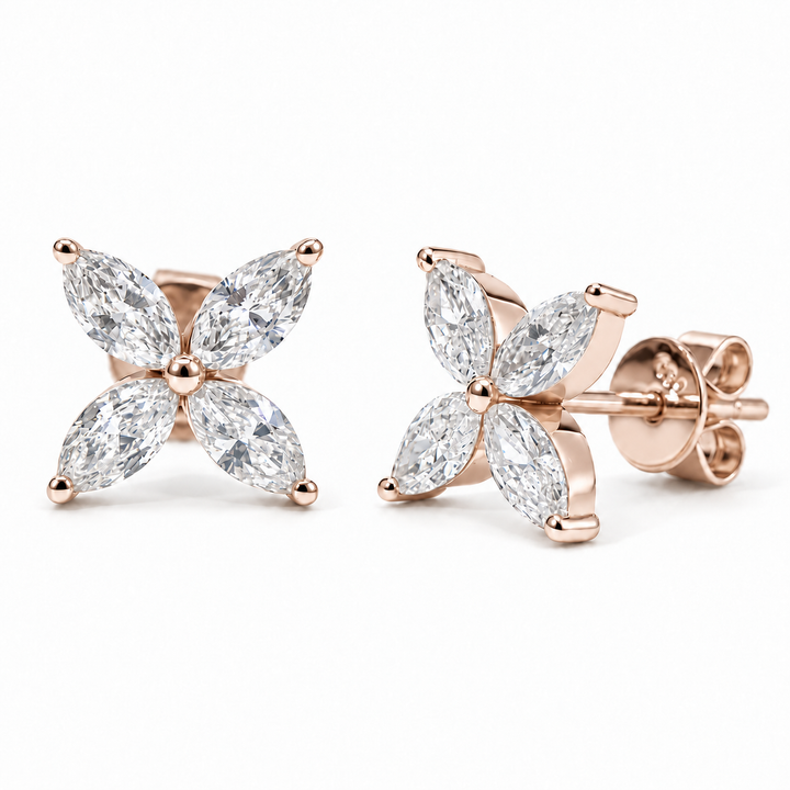 The Jardin Blossom Lab Diamond Stud Earrings in 14K Rose Gold
