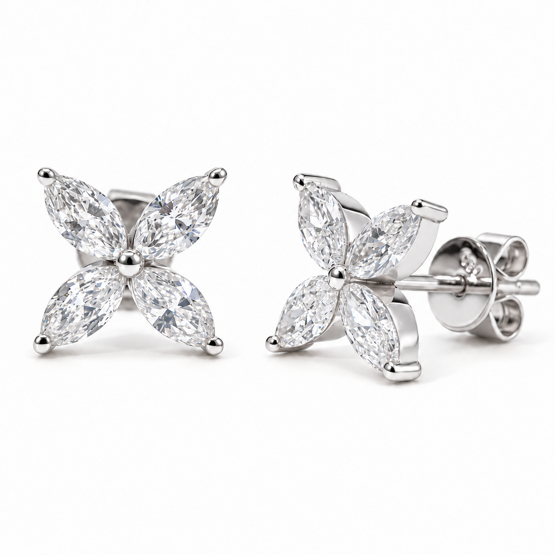 The Jardin Blossom Lab Diamond Stud Earrings in 14K White Gold