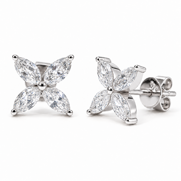 The Jardin Blossom Lab Diamond Stud Earrings in 14K White Gold