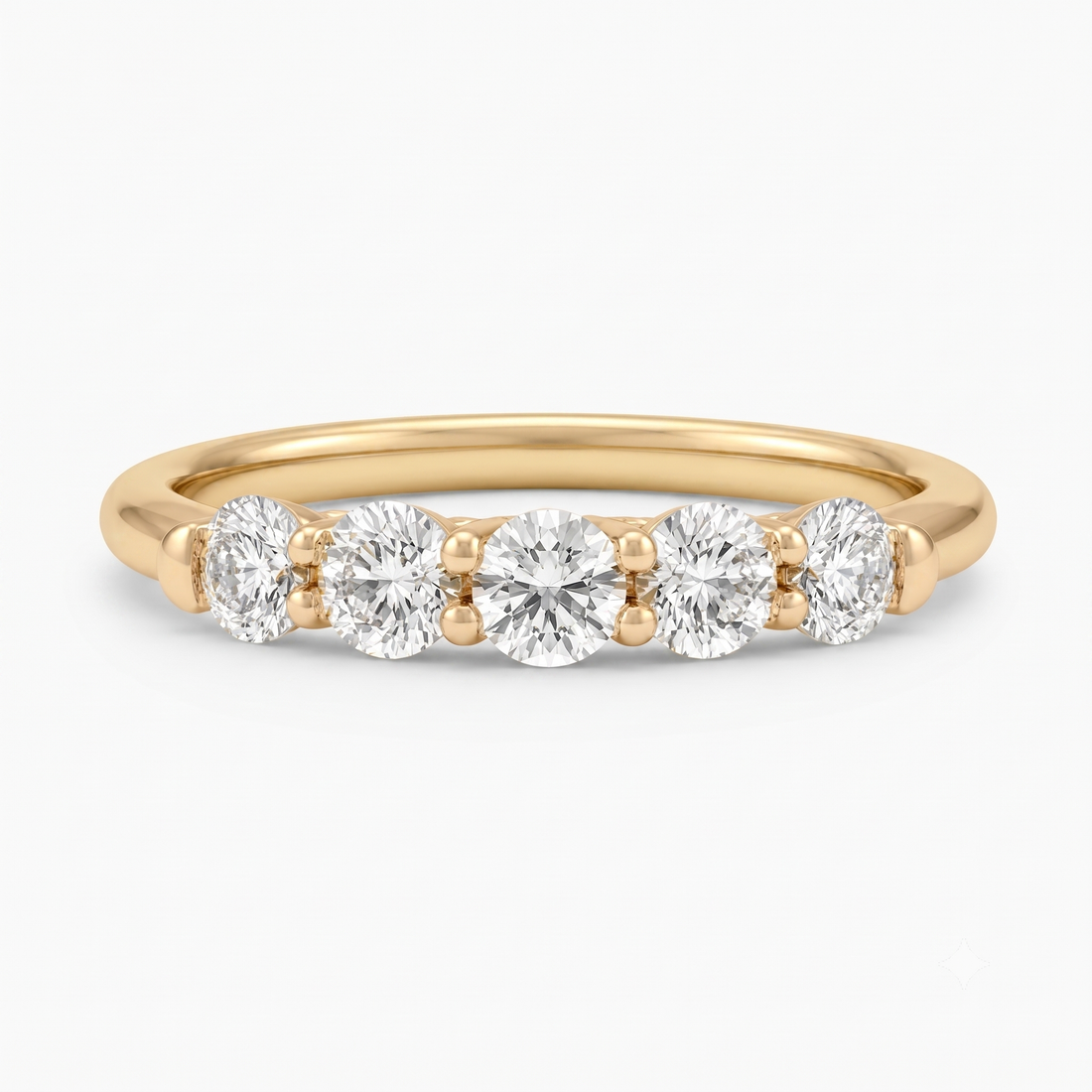 Round lab diamond five-stone band, view 8