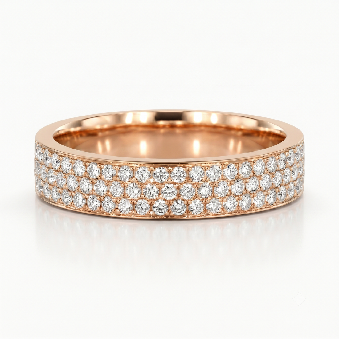 Triple-row pavé lab diamond band, 5mm, view 10