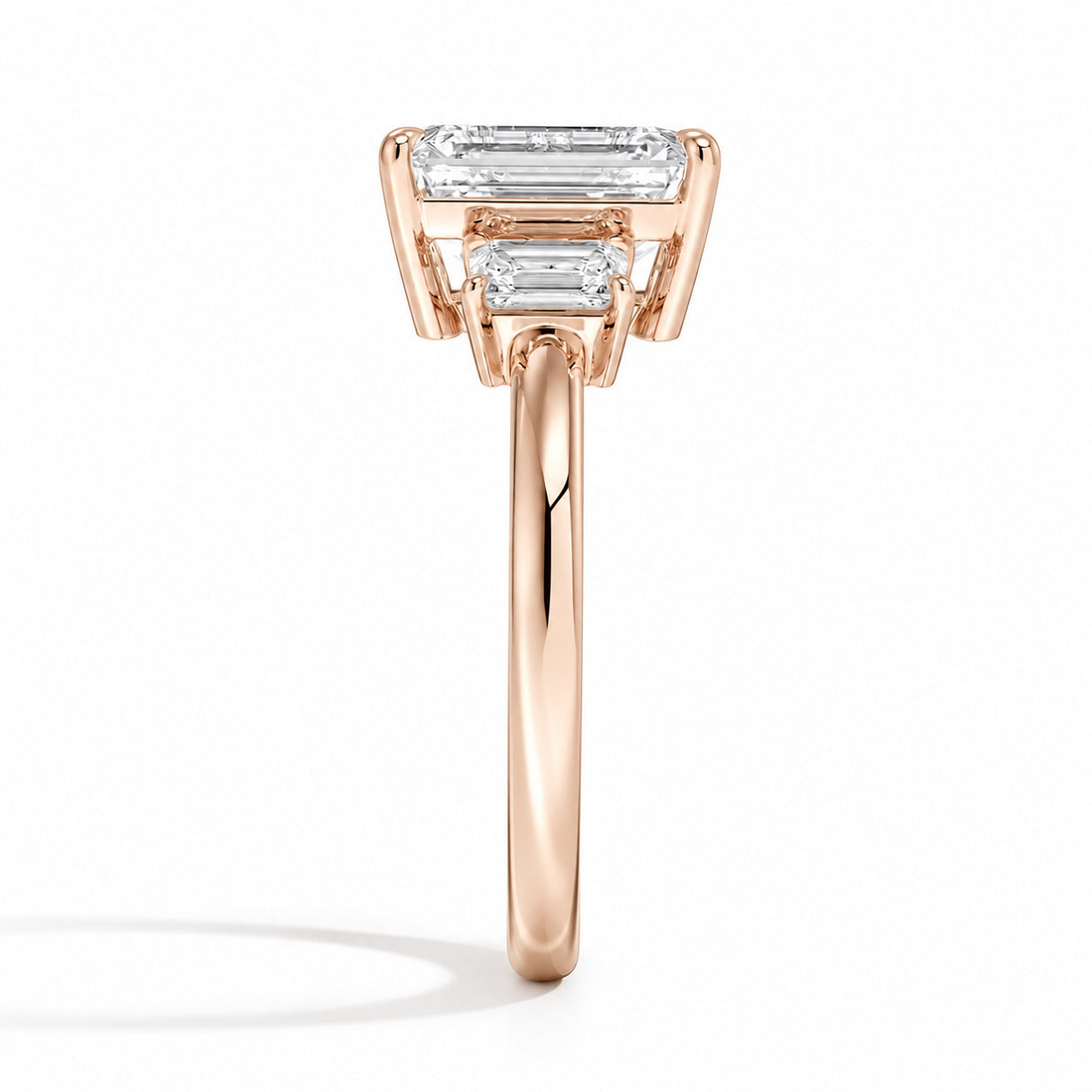 Prime Trilogy emerald-cut lab diamond three-stone ring, view 11