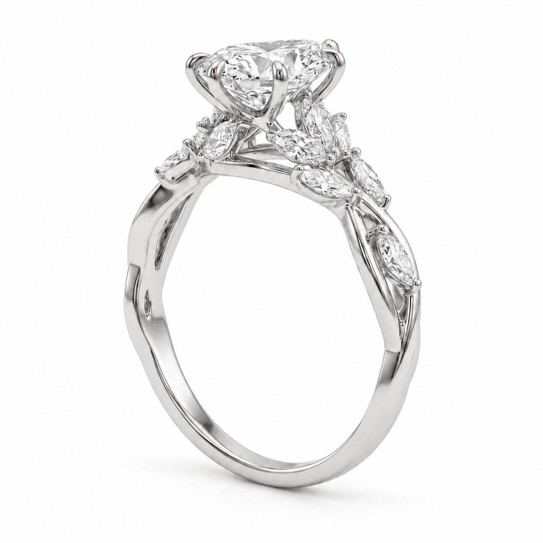 The Magnolia in 14K white gold, angle view