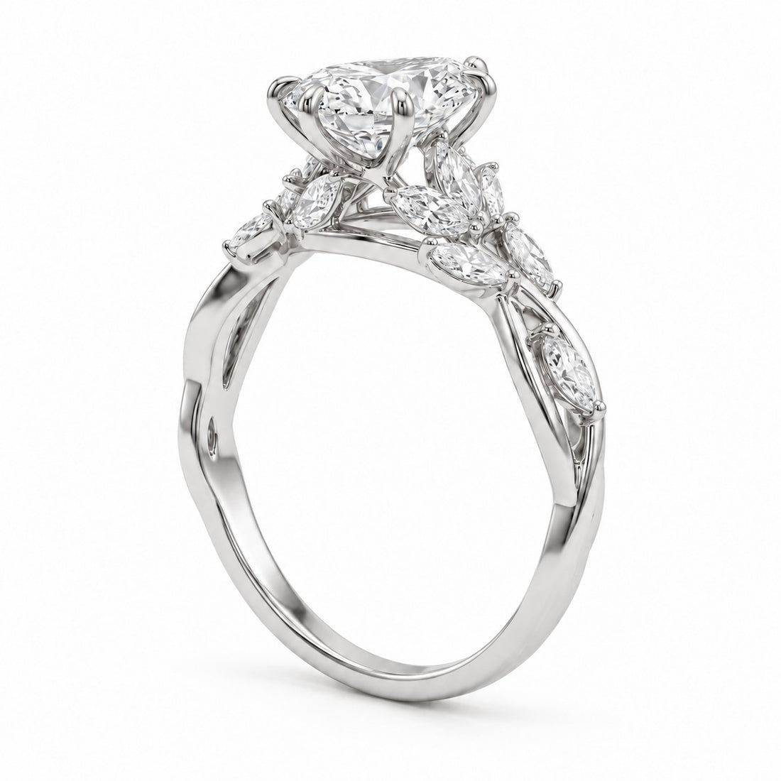 The Magnolia in 14K white gold, angle view
