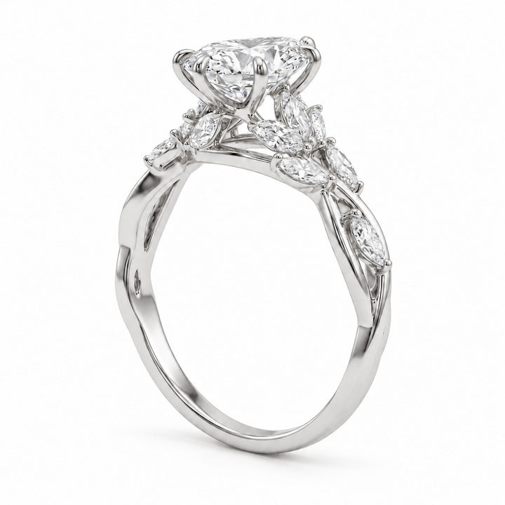 The Magnolia in 14K white gold, angle view