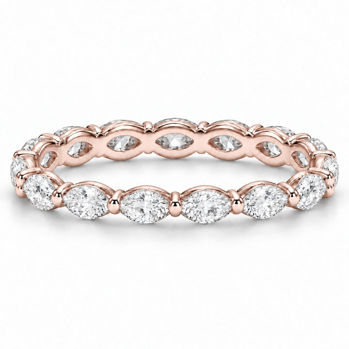 Marquise lab-grown diamond eternity band, 4x2mm, 14K rose gold, front view
