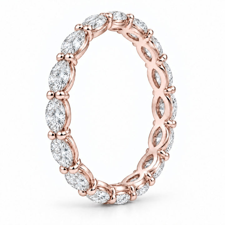 Marquise lab-grown diamond eternity band, 4x2mm, 14K rose gold, side profile