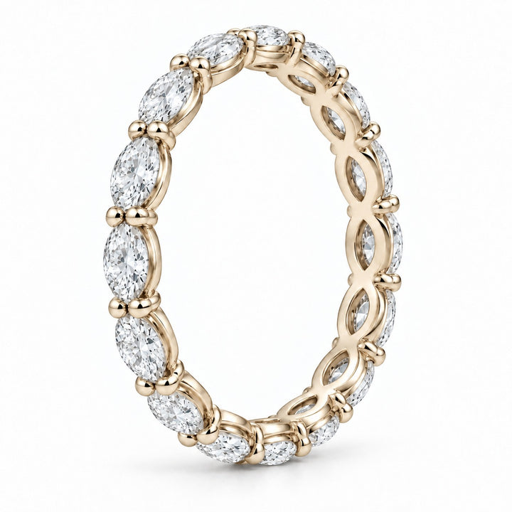 Marquise lab-grown diamond eternity band, 4x2mm, 14K yellow gold, side profile
