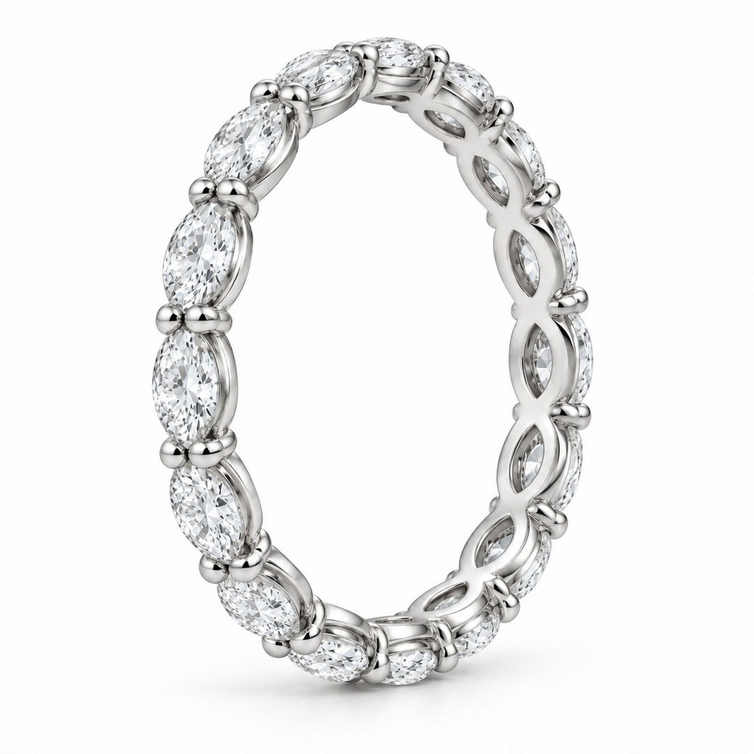 Marquise lab-grown diamond eternity band, 4x2mm, 14K white gold, side profile