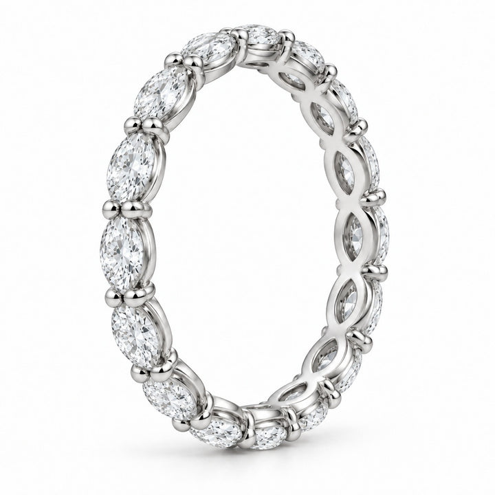 Marquise lab-grown diamond eternity band, 4x2mm, 14K white gold, side profile