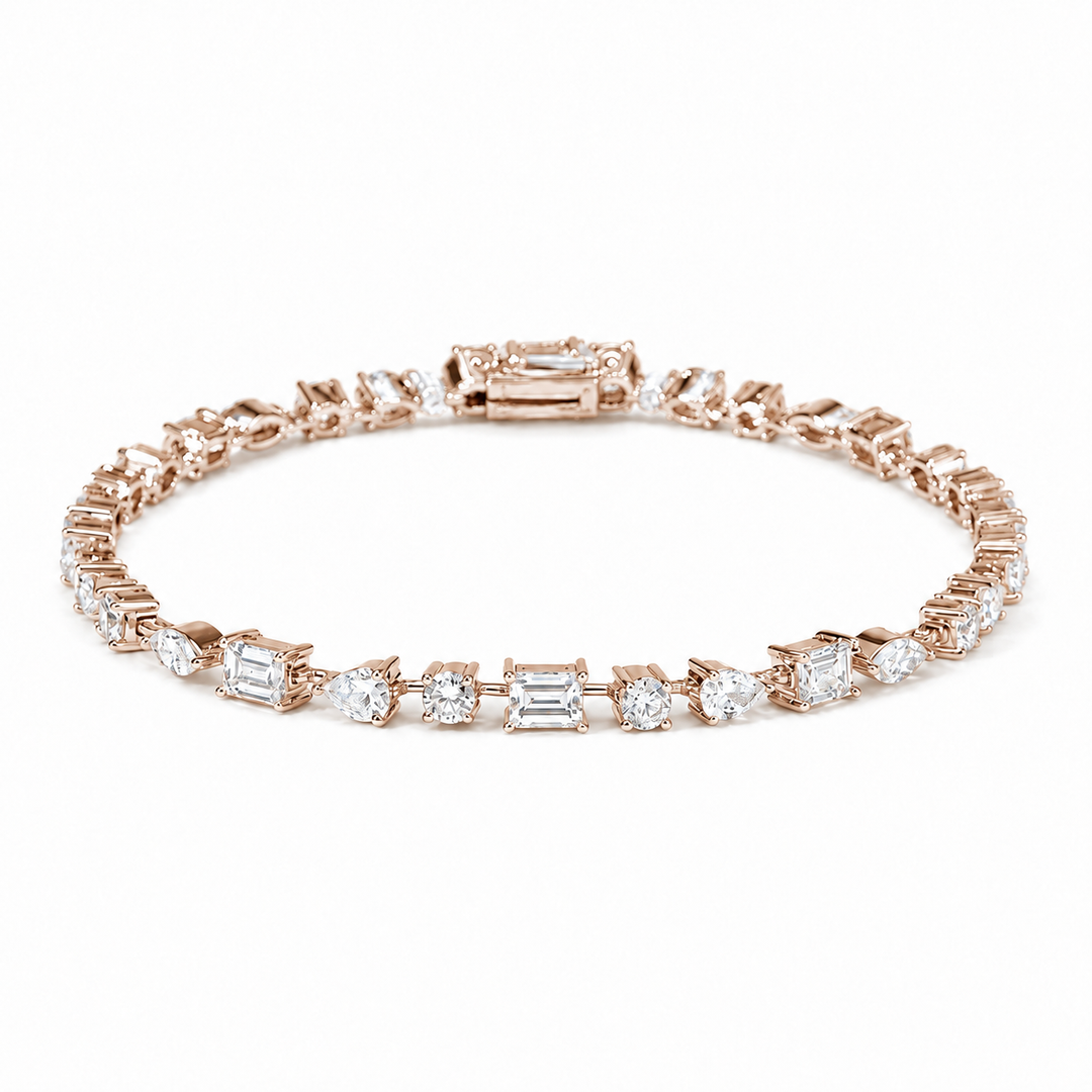 Mixed-Cut Lab Diamond Tennis Bracelet in 14K Rose Gold